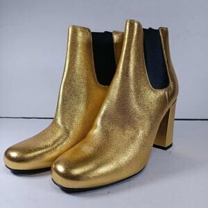 Saint Laurent Paris Babies Metallic Gold Chelsea Boot Size 7 US/37 EU